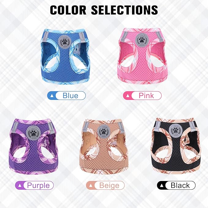 BEAUTYZOO Dog Harness and Leash Set for Small Medium Dogs,No Pull Step-in Harness for Puppy S M Sized Dogs and Cats,Air Mesh Adjustable Breathable Soft No Choke Escape Proof Vest Harnesses,Pink XXS