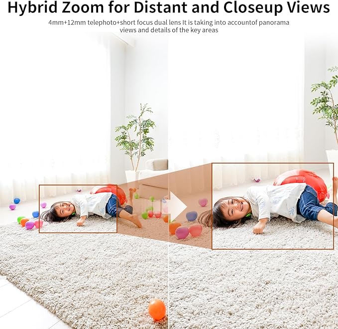 VSTARCAM Indoor Security Camera,2K HD 360° PTZ Dog Pet Camera with Phone APP, Night Vision, 2-Way Audio, Hybrid Zoom, 2.4G WiFi Dual Monitor, 7/24 Recording, Cloud/SD Card Storage (CS49D)