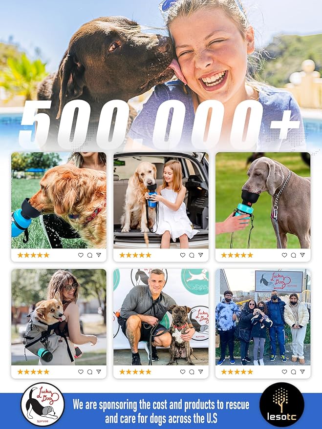 lesotc Dog Water Bottle, Portable Dog Water Dispenser, Leak Proof Dog Travel Water Bottle, Squeeze Pet Water Bottle for Walking On The Go, Dog Hiking Accessories for Outdoor, Hiking, Travel