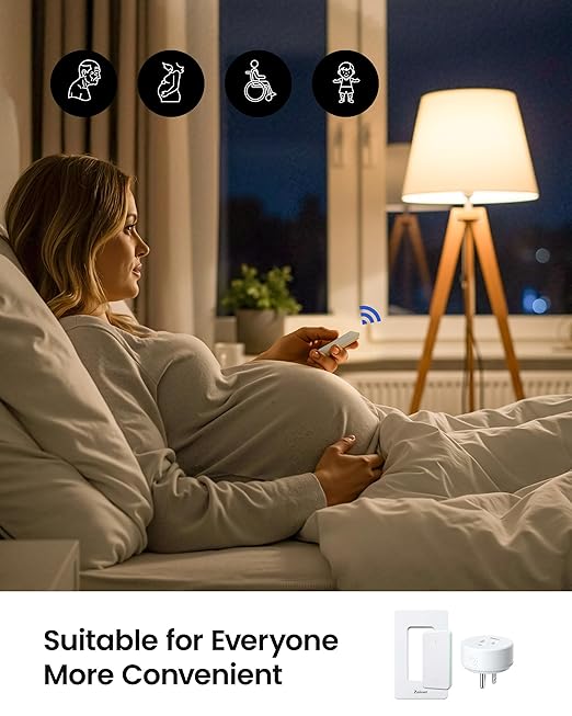 Remote Control Outlet Plug Switch, Buckle Design & Removable Wireless Light Switch, No Wiring Needed, 300 ft, 15A/1500W, Programmable, for Household Appliances