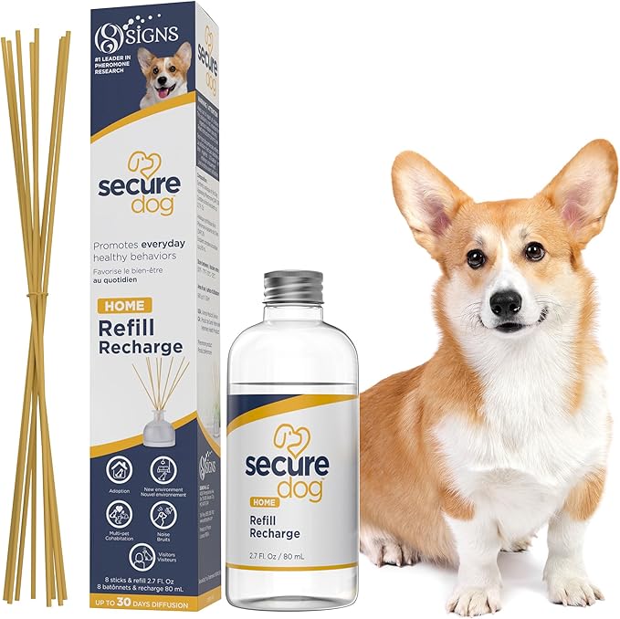 SecureDog Pheromone Home Stick Diffuser 30-Day Refill Kit, Passive Diffuser Creates Secure Environment for Stress Management, Supports Calm and Well-Being, Naturally Relieving Anxiety and Stress