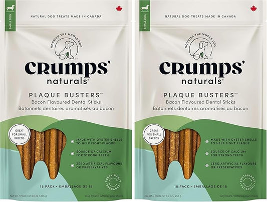 Crumps' Naturals Pbb- Bacon Dental Dog Treats (36 Pack), 4.5"