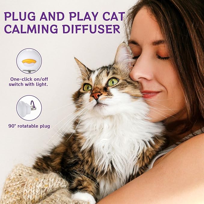 120-Day Cat Pheromone Calming Diffuser, Advanced Pheromone Diffuser for Cats, Relieve Anxiety, Help Reduce Fighting, Spraying & Scratching, Drug-Free & Odorless Safe Relaxation Solution, 2 Plug in