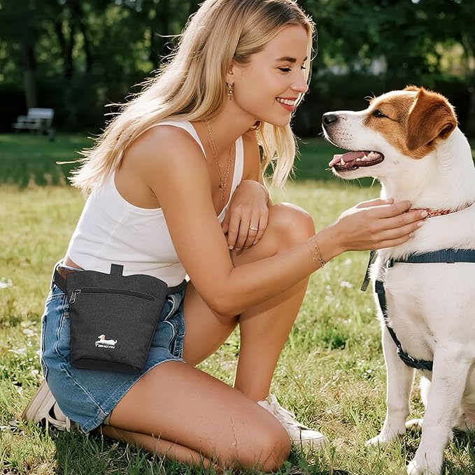 Dog Travel Bag for Pet Kit for Supplies with 2 Food Storage Containers 2 Collapsible Bowls 1 Feeding Mat 1 Dog Treat Pouch 7-Piece Set Perfect Road Trips Camping Weekend or Doggy Gift, Black