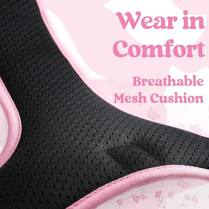 rabbitgoo Dog Harness Medium Sized, No Pull Pet Harness with 3 Buckles, Adjustable Soft Padded Vest with Control Handle, Walking Reflective Pet Vest for Medium Dogs, Floral Pink, M