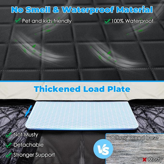 URPOWER Back Seat Extender for Dogs - Hard Bottom Dog Car Seat Cover Holds 550 lbs, Waterproof Dog Hammock Dogs Bed for Cars, SUVs, Pet Backseat Protector with Mesh Window & Large Space