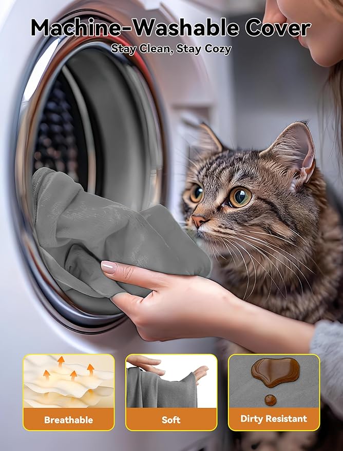 Outdoor Pet Heating Pad for Dog & Cat, Multi-Size Waterproof Heated Cat Dog Bed for Outside, Pet Heater Warmer Mat Blanket with Chew Resistant Cord for Senior Dog Cat House Whelping Box,Gray,16" x 20"