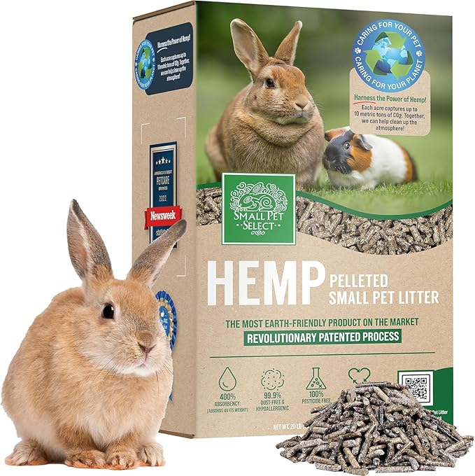 Small Pet Select Hemp Pelleted Small Animal Pet Litter, 8lb (3.62kg), 100% All-Natural Hemp