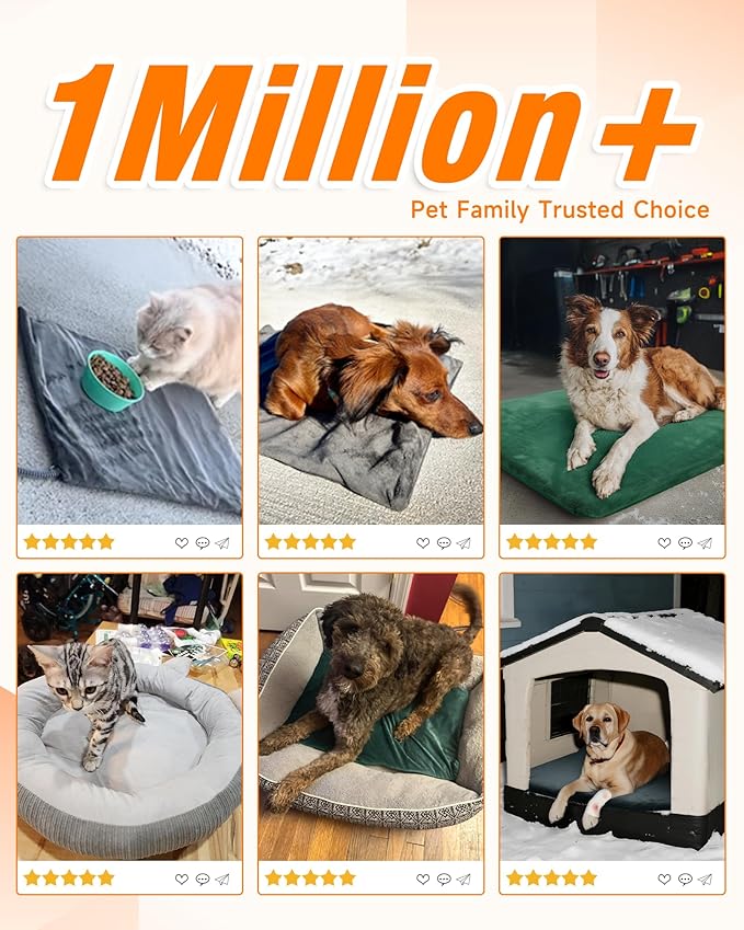 Heated Cat Bed Indoor Pets – Adjustable Temperature 86-131℉ Cat Heating Pad with Timer, Chew Resistant 87 Inch Cord, Washable Cover, Round Cozy Donut Pet Bed for Small Cats Kittens Dogs