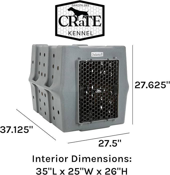 Dakota 283 Canine Rough and Tough Economy Dog Crate w/Removable Two-Way Door - Heavy Duty Outdoor Kennel for Medium Breed Dogs (Dark Granite, Intermediate)
