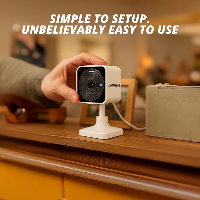 Defender GO 2K AI Powered Plug-in Indoor/Outdoor Home Business, Pet, Baby Camera, AI Detection, Dual Band Connection, Spotlight/Siren, Color Night Vision, 2-Way Talk, Works w/ClearVu App
