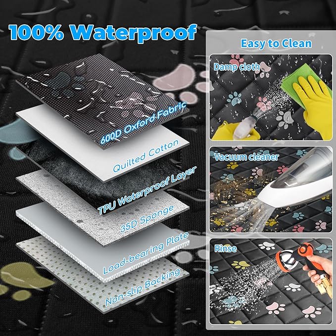 URPOWER Back Seat Extender for Dogs - Hard Bottom Dog Car Seat Cover Holds 550 lbs, Waterproof Dog Hammock Dogs Bed for Cars, SUVs, Pet Backseat Protector with Mesh Window & Large Space