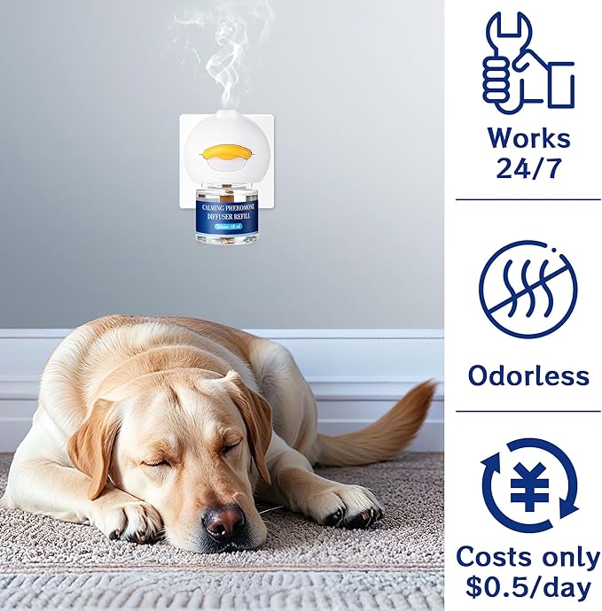 6-in-1 Dog Calming Pheromone Diffuser (2 Plug in + 4 Refills), Relief Anxiety, Storm Stress & Indoor Behavior Support, 120-Day Long Lasting Refill, Natural Odorless Safe Formula
