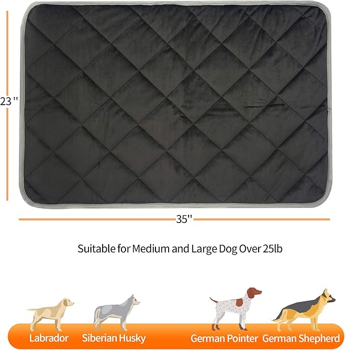 NWK Self Warming Thermal Pet Mat for Dogs and Cats, Body Heat Reflecting Cat Bed Mat, Washable, for Sofa & Crate & Kennel & Car Seat (Obsidian Black, Large (35'' X 23'' X 0.4''))