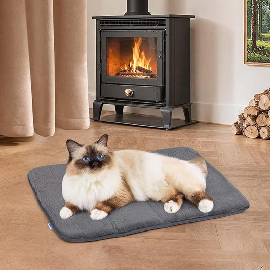 Dog Crate Pad for Small Dogs - 24x18 Orthopedic Dog Bed with Memory Foam, Washable Water-Resistant Soft Pet Mat with Non-Slip Bottom, Grey