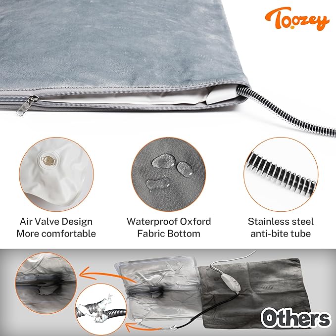 Toozey Outdoor Pet Heating Pad 20x16in, Extremely Waterproof Heated Bed for Dogs and Cats, Thermostatic Control, Chew-Resistant Cord, Soft Electric Blanket with Overheat Protection