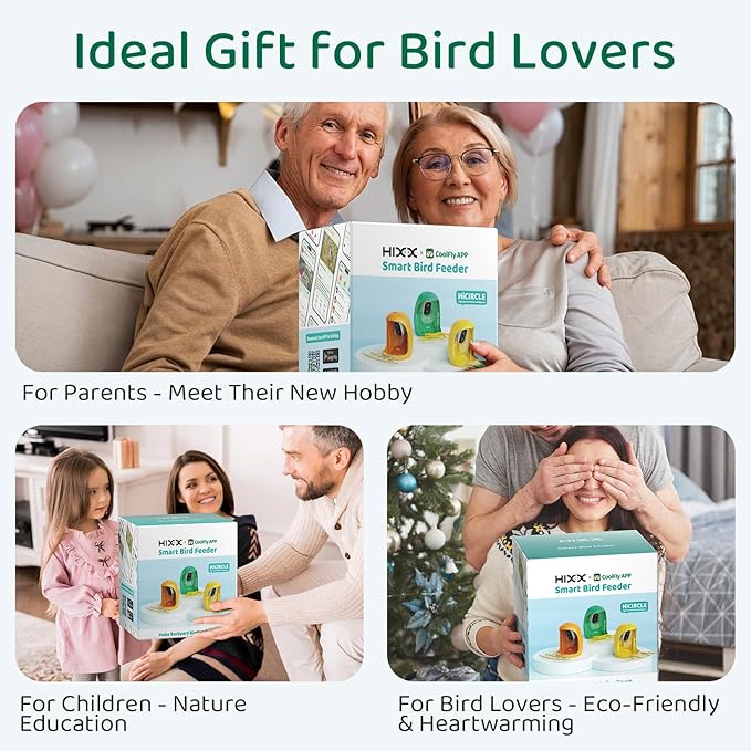 HIXX Smart Bird Feeder with Camera, AI Identify Birds & Auto Capture, 2K HD Live Camera Birdwatching with Color Night Vision for Bird Lovers Gifts Include Magnetic Toy