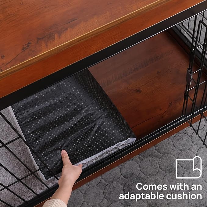 37.8 x 23.6 x 27.1 Inches Dog Crate Furniture Style for Medium Pets, Wooden Dog cage, Heavy Duty, Indoor Dog kennels with Three-Way Doors