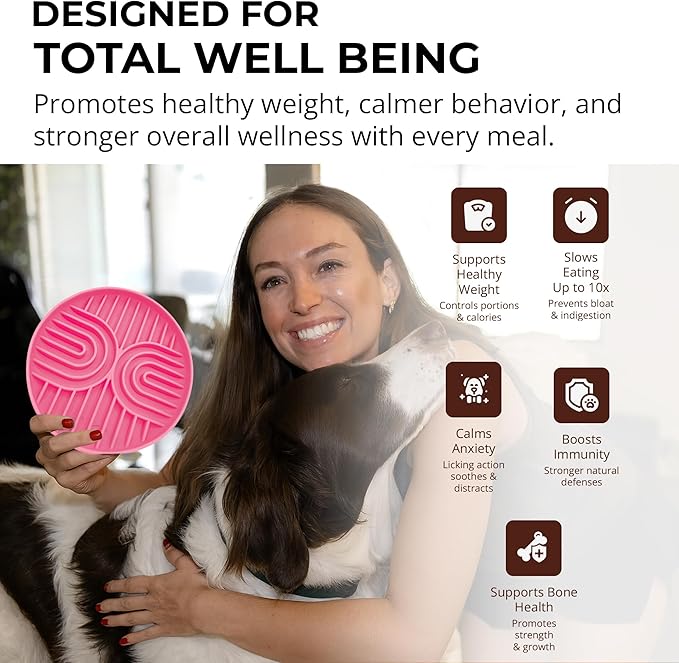 Slow Feeder Dog Bowls, Dishwasher Safe, Non-Slip Base, BPA-Free Slow Eating Dog Bowl (Blush, 2-Pack)