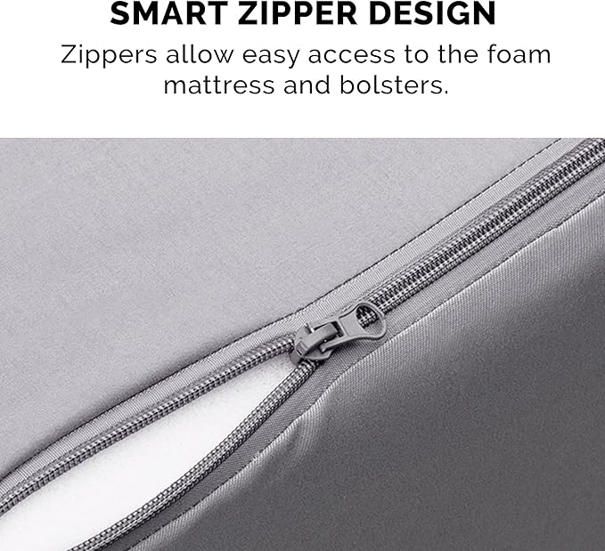 Furhaven Orthopedic Dog Bed for Large Dogs w/ Removable Bolsters & Washable Cover, For Dogs Up to 95 lbs - Pinsonic Quilted Paw L Shaped Chaise - Titanium, Jumbo/XL