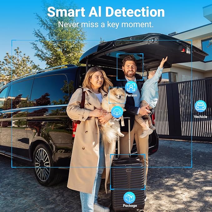 Rraycom 4Pack 2.4G/5GHz WiFi Security Cameras Wireless Outdoor, 2K Tuya Smart Camera for Home Security,Color Night Vision, AI Motion Detection,2-Way Talk,Waterproof,Works w/Alexa,Cloud/SD Storage