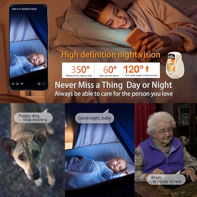 2 Way Camera, 2.8''Screen Pan/Tilt WiFi AI Motion Detection Indoor for Pet/Puppy/Cat/Dog with Phone App Control, Home Cam, Night Vision, One-Button Call, for Elderly, Beige