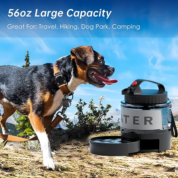 Portable Dog Water Bottle, 54oz Large Travel Water Bowl Dispenser for Dogs Camping Beach Walking Essentials, Big Portable Travel Water Bowl and Beach Accessories for Dogs,, Bpa Free, Safe and Durable