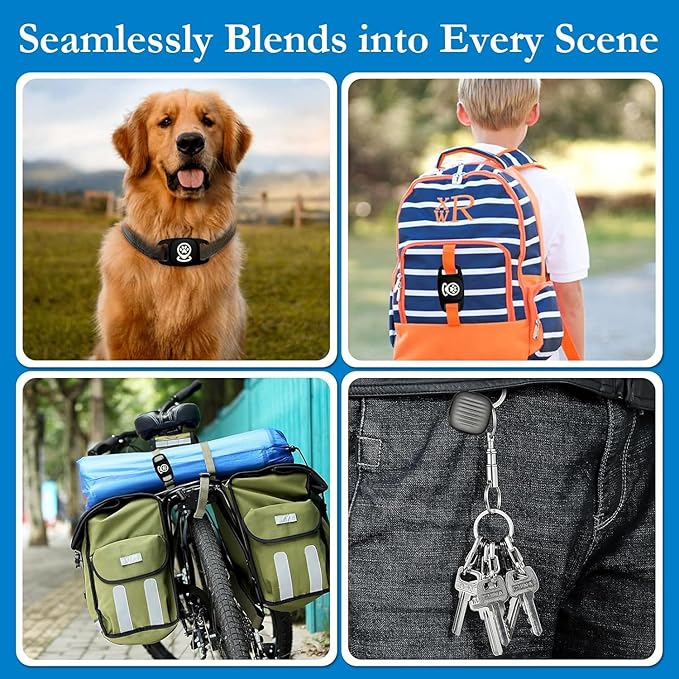 Pet Tracker for Dog, Dog Tracker Smart Pet Location Tracker with Holder, Smart Item Finder, MFi Certificated, No Monthly Fee, Works with Find My, iOS Only - Black Case