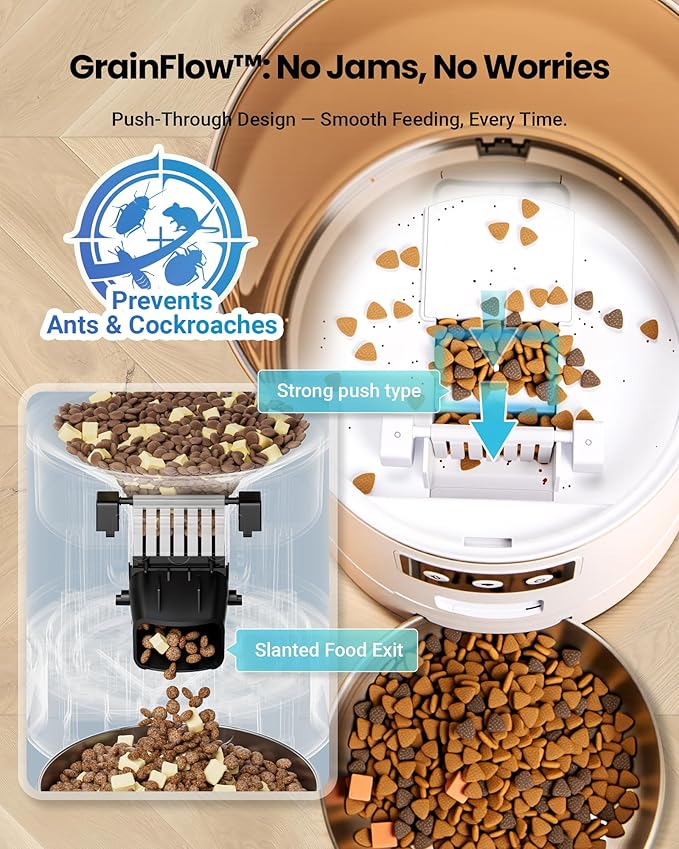 Automatic Cat Feeder for 3 Cats, 6L/25 Cup Cat Food Dispenser with Strong Anti-Jam System, Dual-Effect Desiccant, Smart WiFi App Control Pet Feeder, Automatic Dog Feeder for Cats and Small Dog