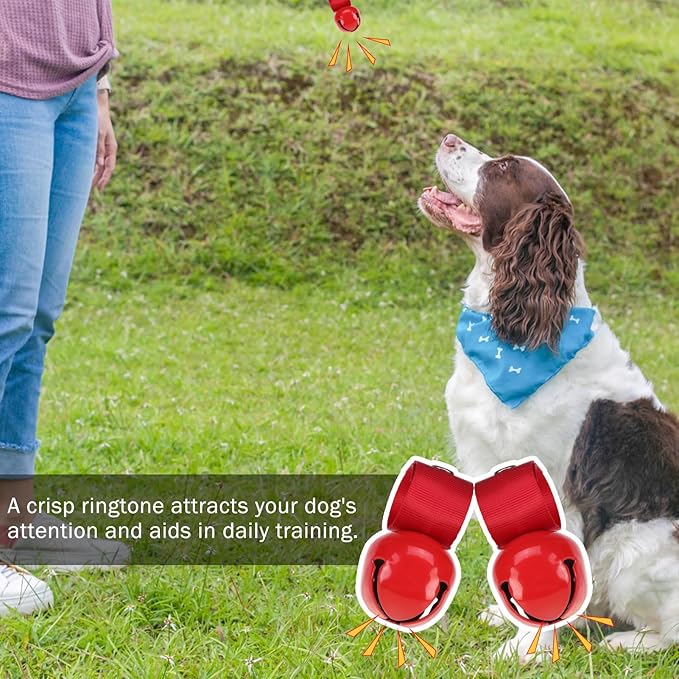 SCENEREAL Large Dog Collar Bell, 2 Pack Dog Bell for Collar, Noise Maker Extra Loud Anti-Theft Bell for Training, Hiking, Walking, Hunting, Pet Tracker, Save Birds & Wildlife, Red x 2, L