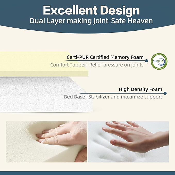 Sytopia XXL Memory Foam Dog Bed, 7 Inch Thick Extra Large Orthopedic Couch for Senior Dogs Over 100 Pounds, Water Resistant and Washable Cover, Liner, Light Blue