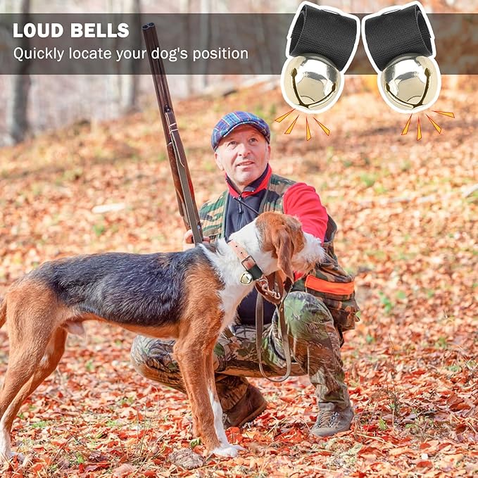 SCENEREAL Large Dog Collar Bell, 2 Pack Dog Bell for Collar, Noise Maker Extra Loud Anti-Theft Bell for Training, Hiking, Walking, Hunting, Pet Tracker, Save Birds & Wildlife, Gold x 2, L