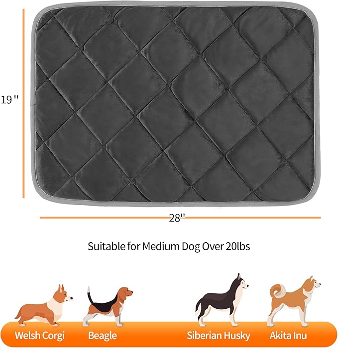 NWK Self Warming Thermal Pet Mat for Dogs and Cats, Body Heat Reflecting Cat Bed Mat, Washable, for Sofa & Crate & Kennel & Car Seat (Obsidian Black, Medium (28'' X 19'' X 0.4''))