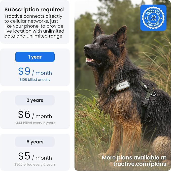 Tractive XL Smart Dog GPS Tracker | Live Pet Tracker with Virtual Fence | Vital Signs Monitoring of Heart & Respiratory Rate | Up to 1-Month Battery Life | Dog Collar Attachment (Adventure Edition)
