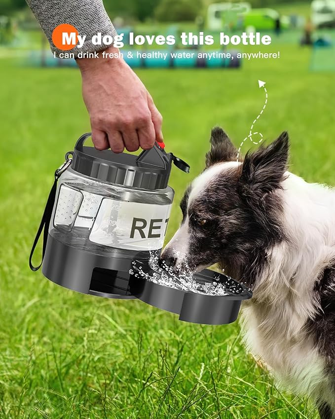 Dog Water Bottle Travel Bowl - 56oz Large Portable Dog Water Bowls Dispenser for Camping Essentials Hiking Traveling Beach Car Accessories, Leak Proof Pet Drinking Bottle Jug Bowls Dispenser