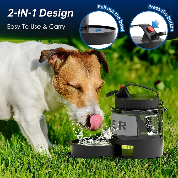 Portable Dog Water Bottle, 54oz Large Travel Water Bowl Dispenser for Dogs Camping Beach Walking Essentials, Big Portable Travel Water Bowl and Beach Accessories for Dogs,, Bpa Free, Safe and Durable