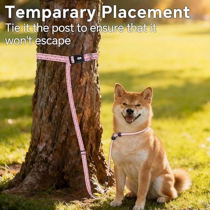 QQPETS Adjustable Slip Lead Dog Leash, Hands Free Waist Leash for Dog Walking, Reflective Training Lead with 360° Swivel Anti-Tangle, 4-7 ft Length for All Breeds