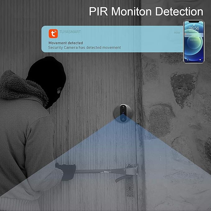 ANJIELO SMART Peephole Camera, WiFi Video Doorbell Camera with Chime, Motion Detection, Night Vision, 2-Way Audio, Cloud Storage, 4.3 Inch LCD Screen Monitor, No TF Card Included