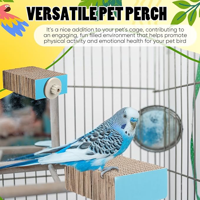 Skyygemm 3 Pcs Bird Chew Toys Parrot Perch Cardboard Platform for Cage Bird Paw Grinding Stand Parrot Cage Playground Exercise Toys for Macaws Small Parakeets Budgies Conure Cockatiel (Small)