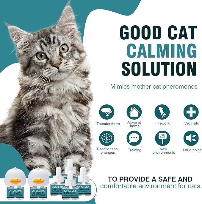 Cat Calming Diffuser 8 in 1 Multicat Pheromone Diffuser Pheromones to Calm Stress and Anxiety Relief Products Plug in Refill Anti Aggression for Cats Spraying No More Stop Cat from Urinating, Blue