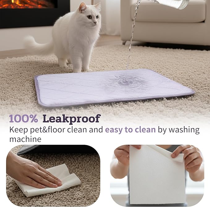 NWK Fluffy Self Warming Cat Mat, Cat Blanket, Thermal Dog Mat, Washable, Non-Slip Bottom for Sofa & Crate & Kennel & Car Seat (Dusty Lavender, X-Large (45'' X 28'' X 0.4''))