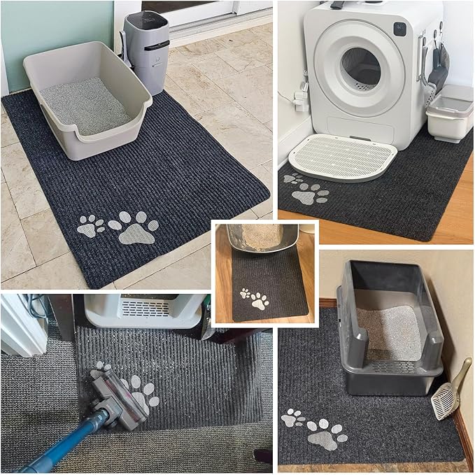 BEAUTYZOO Cat Litter Mat Litter Trapping Mat, 32"x 45" Extra Large Litter Box Mat, Waterproof Kitty Litter Mat, Non-slip Litter Rug Mat Pads for Floor Scatter Control,Soft on Paws & Easy to Clean,Grey