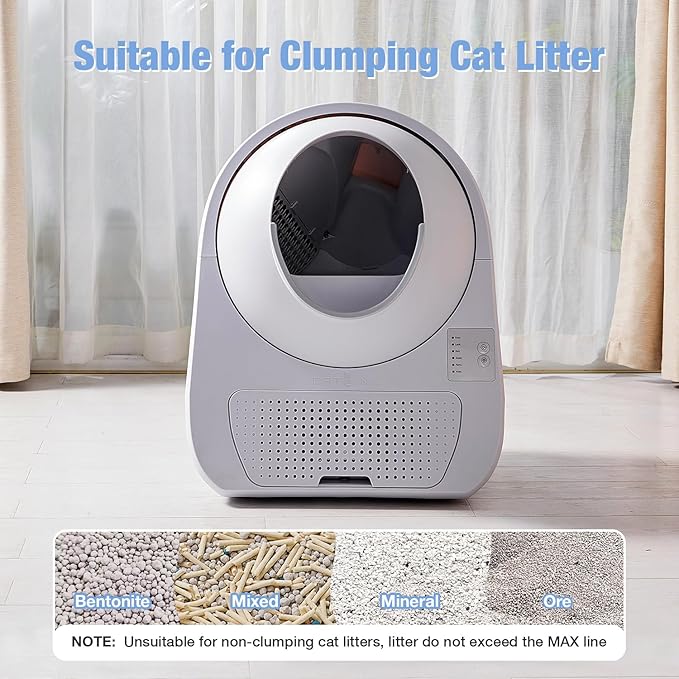 CATLINK Self Cleaning Cat Litter Box, Auto Safety Sensors for Multiple Cats 3.5~22 pounds, Double Odor Removal with Trash Bags(Young Version)