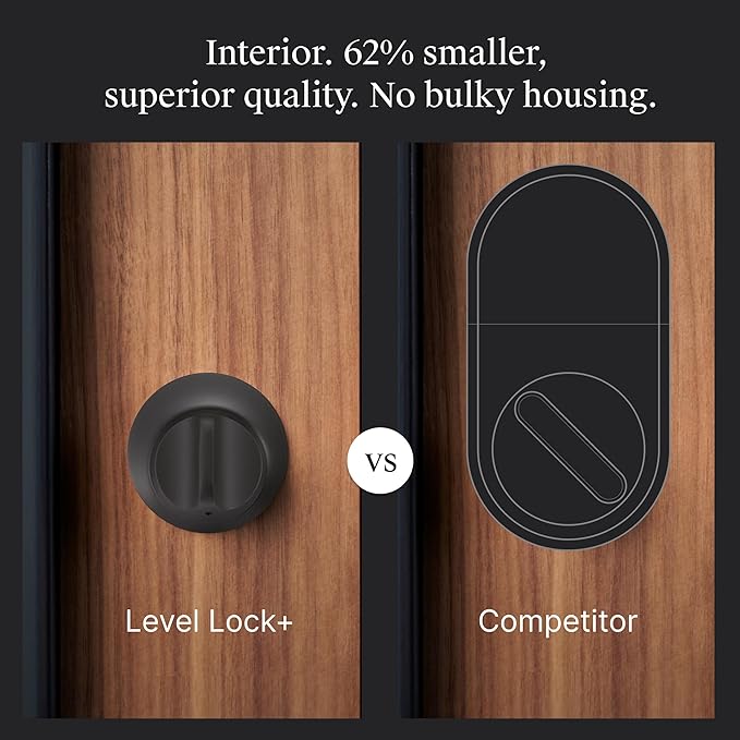 Level Smart Lock+ WiFi Deadbolt - World's Smallest Smart Lock - Apple Home Key & Voice Control - Matte Black