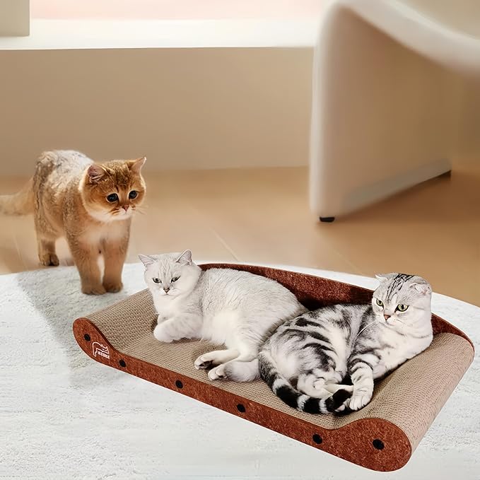 Cat Scratcher Bed 30 Inch Cat Couch Scratcher &17.5 Inch Cat Scratch Box with Refillable Scratch Pad Cat Scratchers for Indoor Cats Durable Extra Large Cats Lounge Furniture Protector