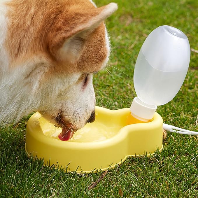 Dog Water Bottle Convenient Leak-Proof Dog Water Bottle Capacity 12 Oz (350 ml).Ldeal for Dogs on Outdoor Walks and Traveling.(Yellow, 12 Ounces)