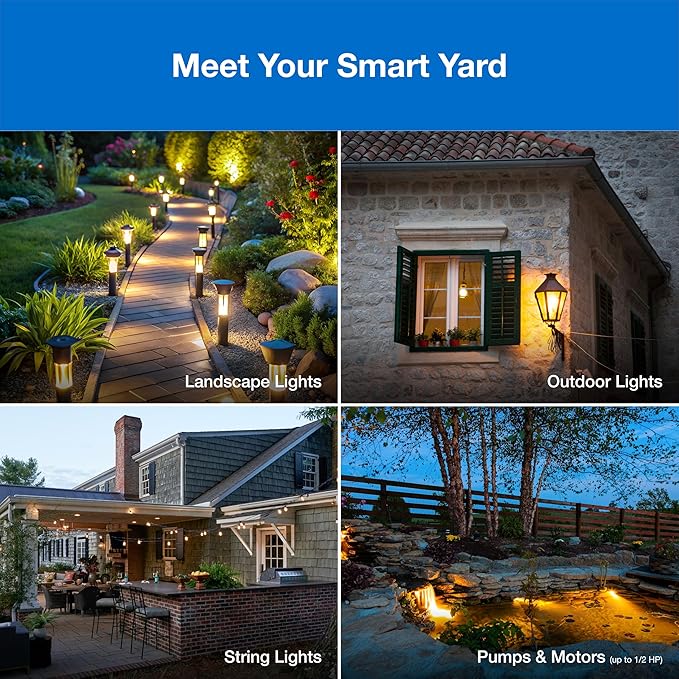 Lutron Smart Outdoor Plug for Caseta Smart Lighting, for Summer, Patio, Backyard, and Outdoor Lights, & Motors, 15A LED Fixtures & 1/2 HP Motors, PD-15OUT-BL, Black