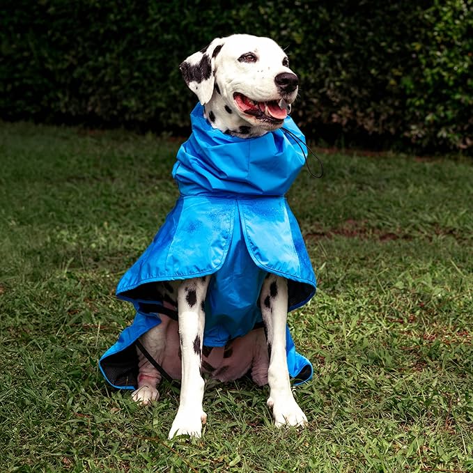 Tuff Pupper Waterproof Dog Raincoat | Full-Body Windproof Rain Jacket for Dogs | Reflective Strips | Breathable Mesh Lining | Adjustable Fit | Leash Port | Small Medium Large XL XXL Dogs (Blue, XL)