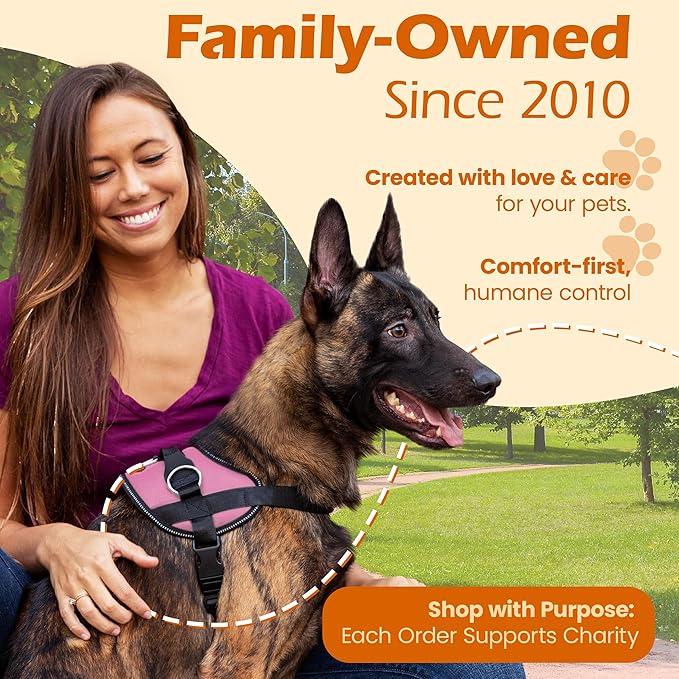 Bark Appeal Light Pink No-Pull Dog Harness for Medium to Large Sized Pets – Adjustable, Reflective Vest with 3 Leash Clips for Added Control, Easy Walks & Training – Large