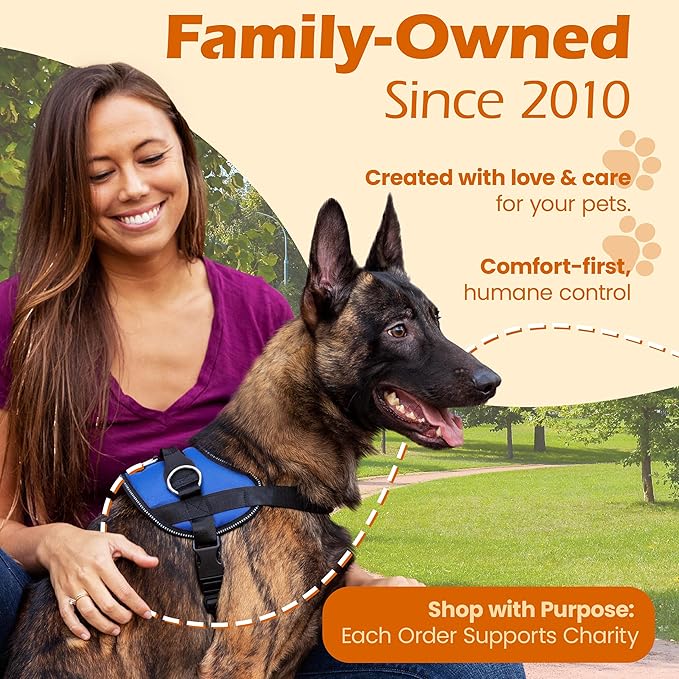 Bark Appeal Blue No-Pull Dog Harness for XS to Small Sized Pets – Adjustable, Reflective Vest with 3 Leash Clips for Added Control, Easy Walks & Training – Small